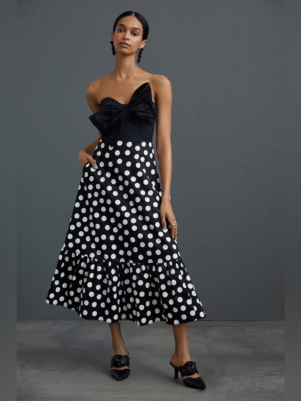 Anthropologie HUTCH Bow Tie Polka Dot Strapless Maxi Dress 2